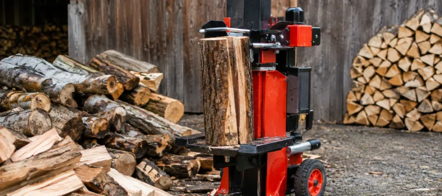 Nasses oder trockenes Holz mit dem Holzspalter verarbeiten